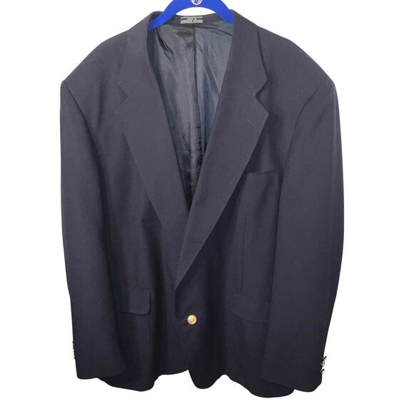 David Taylor men’s size 46L navy blue two gold button front lined padded Blazer - Picture 1 of 15